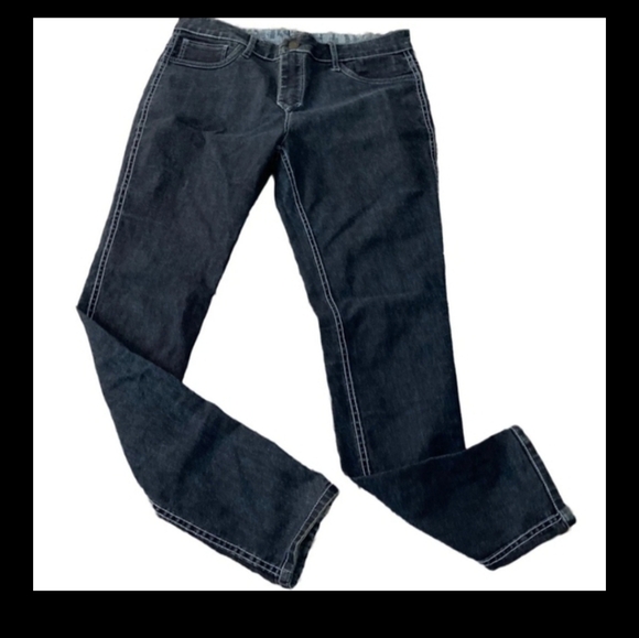 Express Womens Midnight Blue Reversible Jeans Other Side Pattern Denim JeansY2k - Picture 6 of 6